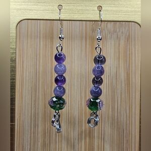 Exquisite Handmade by me Dangle Earrings 925 hooks, amethyst